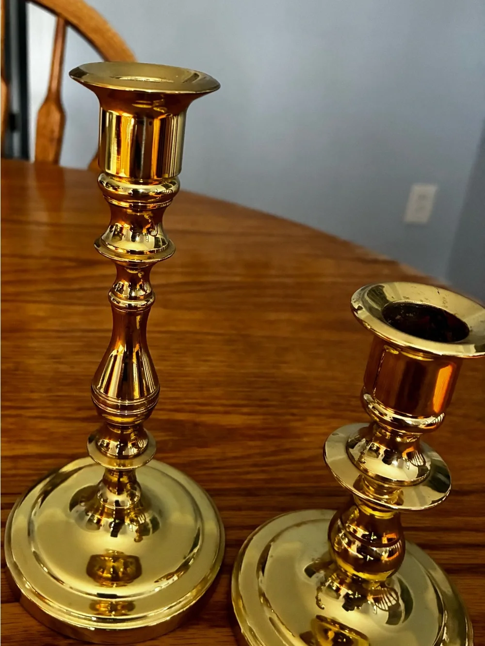 Gold Brass Candlestick Pair - Elegant Home Accents